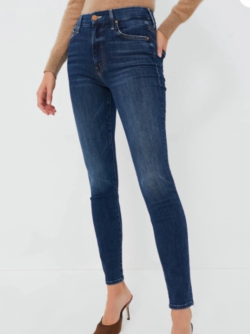 Mother the looker skinny slim jeans in slow ride dark wash size 30